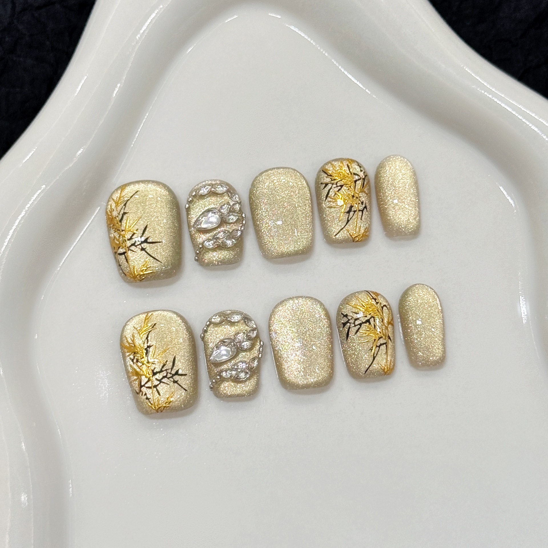 Nail Art Aesthetic - 10pcs New Chinese Style Handmade Fake