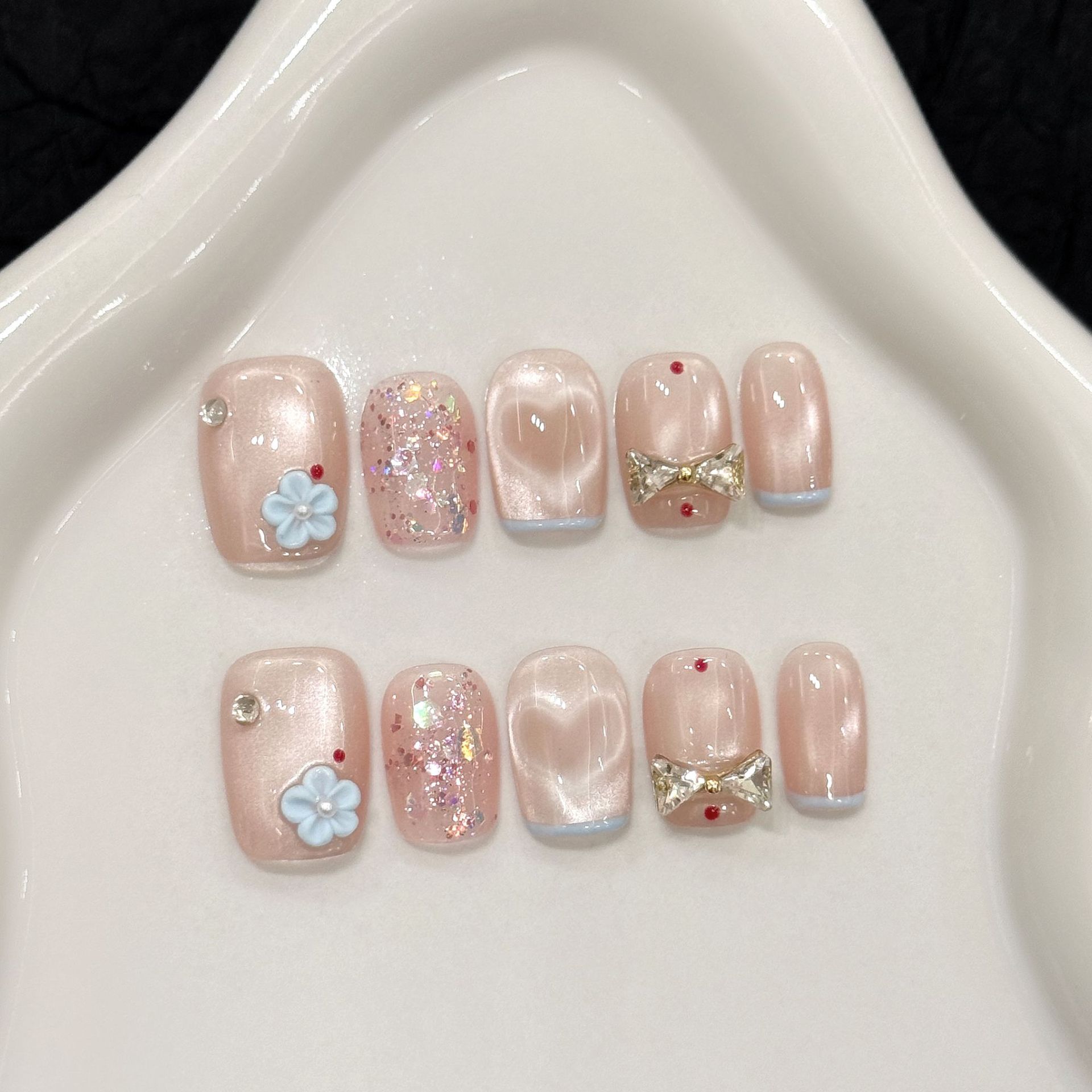 Nail Art Love - 10pcs Glitter Love Design Handmade Fake