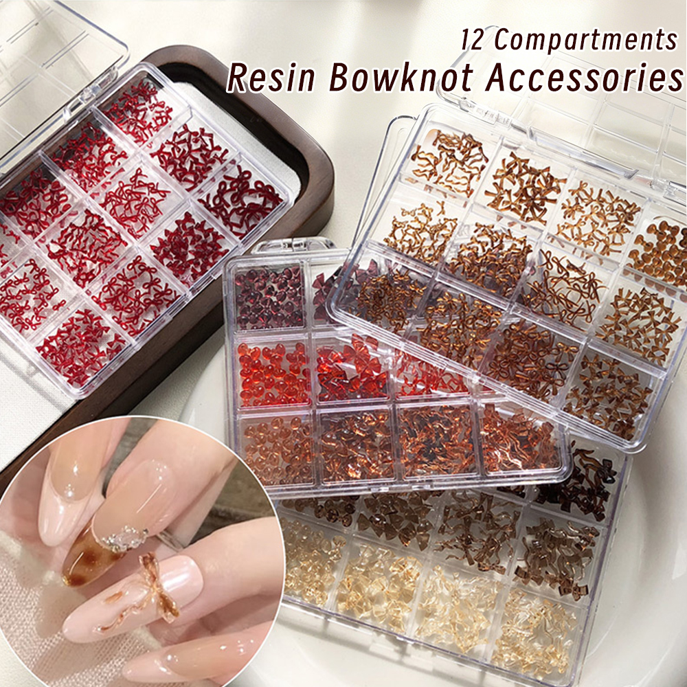 Nail Art Burgundy - 1Boxs 120-160pcs Vintage Burgundy/Red/Brown Bow Nail