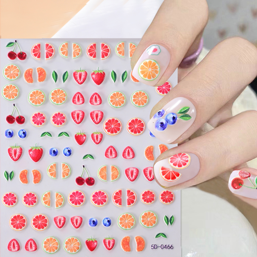 Nail Art Orange - 1Pcs 5D Summer Fruit Nail Art