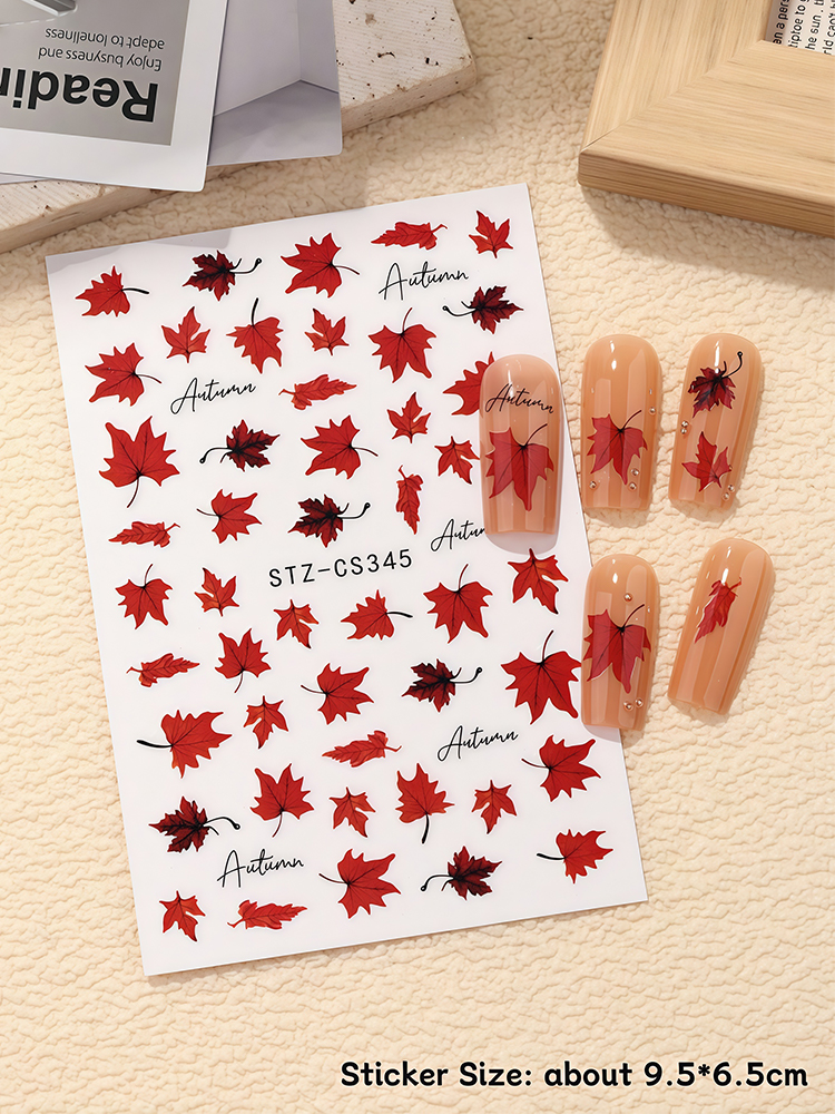 Nail Art Orange - 1pcs autumn maple leaf nail art