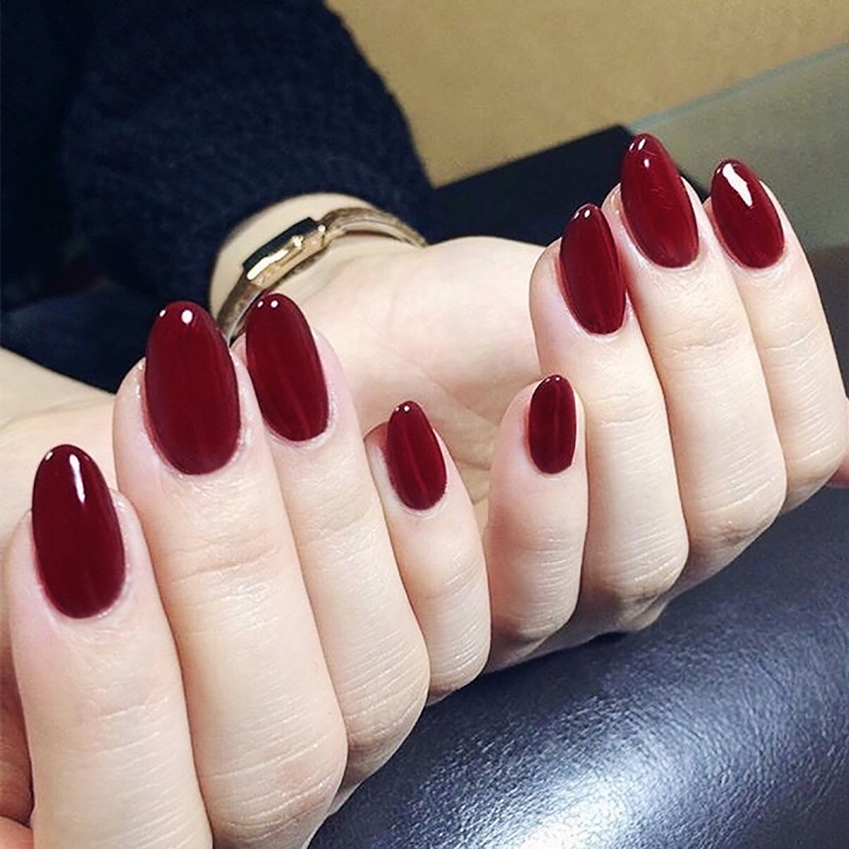Nail Art Burgundy - 24pcs Vintage Burgundy Fake Nails Medium
