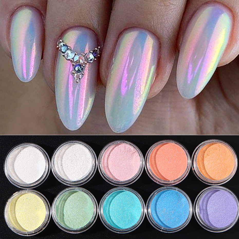 Nail Glitter Chrome - 10pcs Set Nail Mermaid Dipping Powder