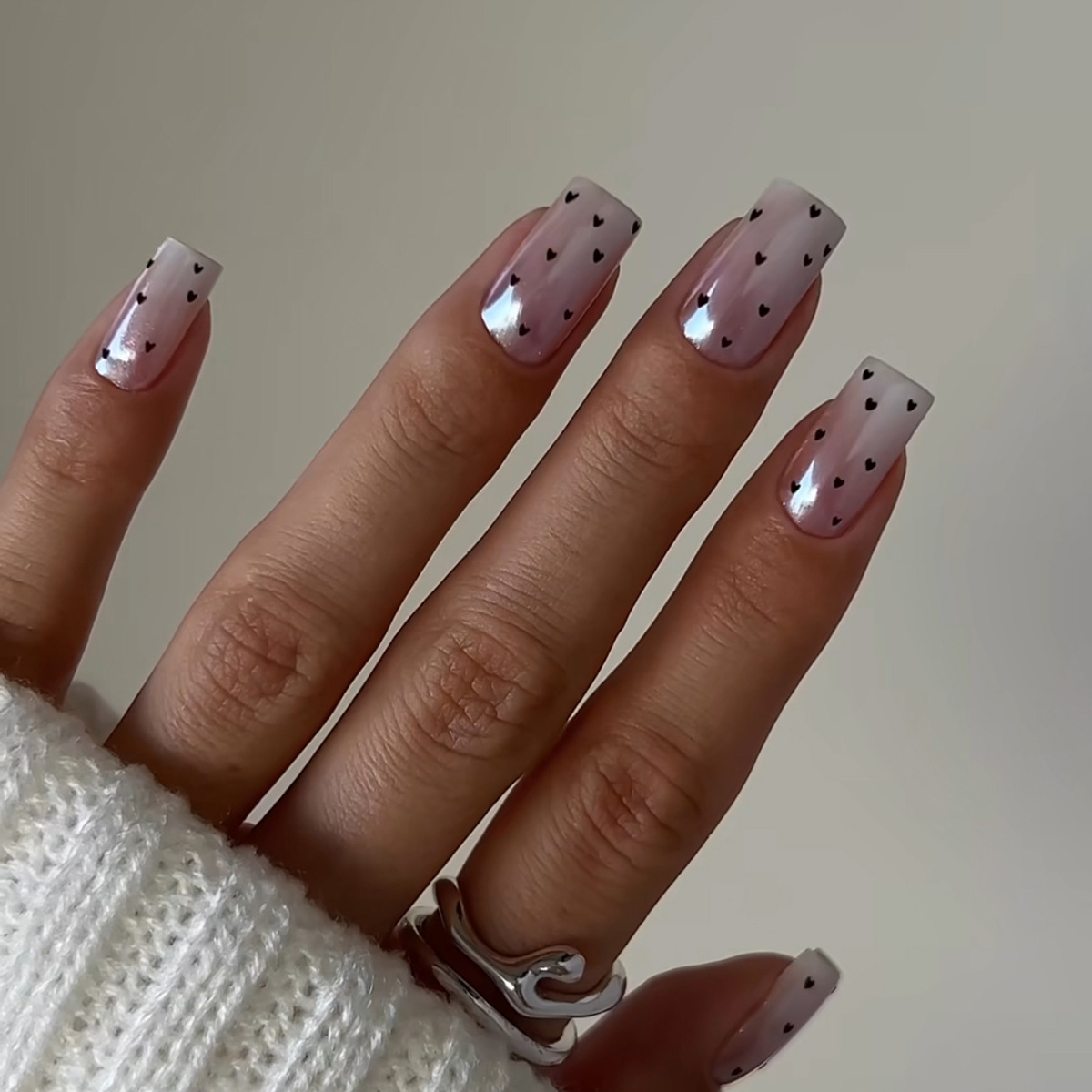 Nail Art Love - 24Pcs Simple Pink White Gradient French-style