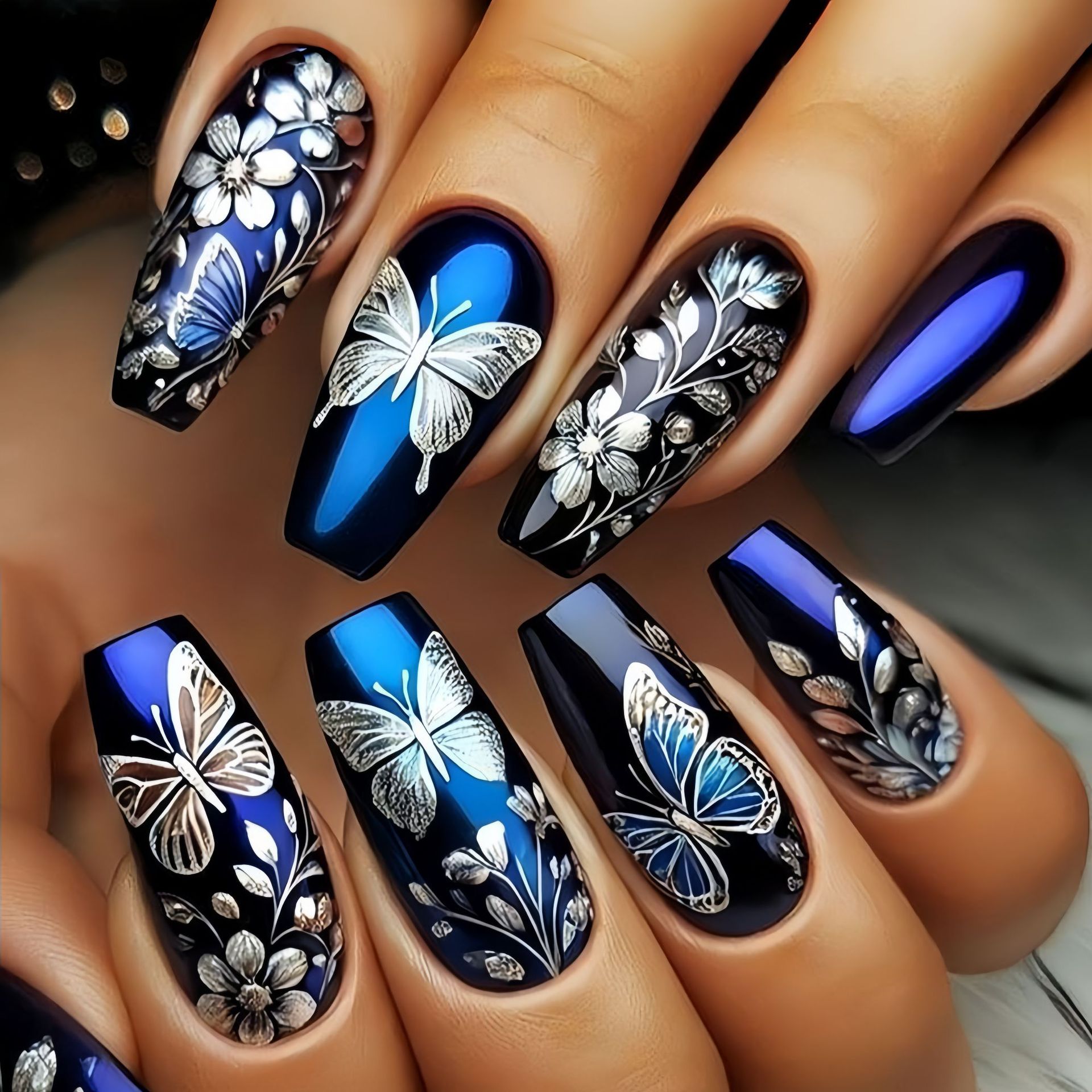 Nail Art Aesthetic - Medium long fake nails for women