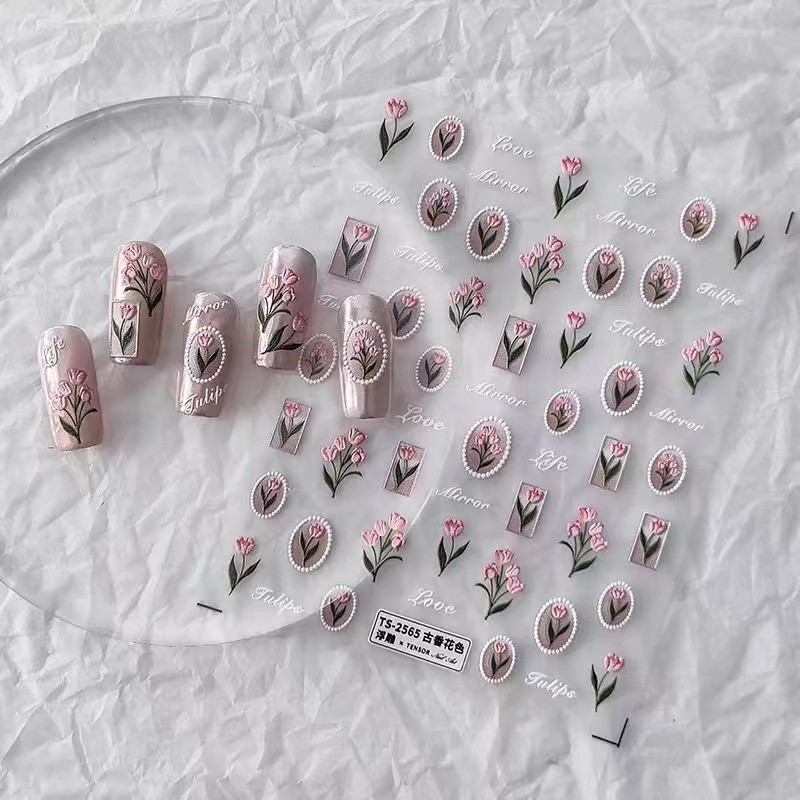 Viral 3D Relief Nail Stickers  - Nail Art Viral ulasan dan harga