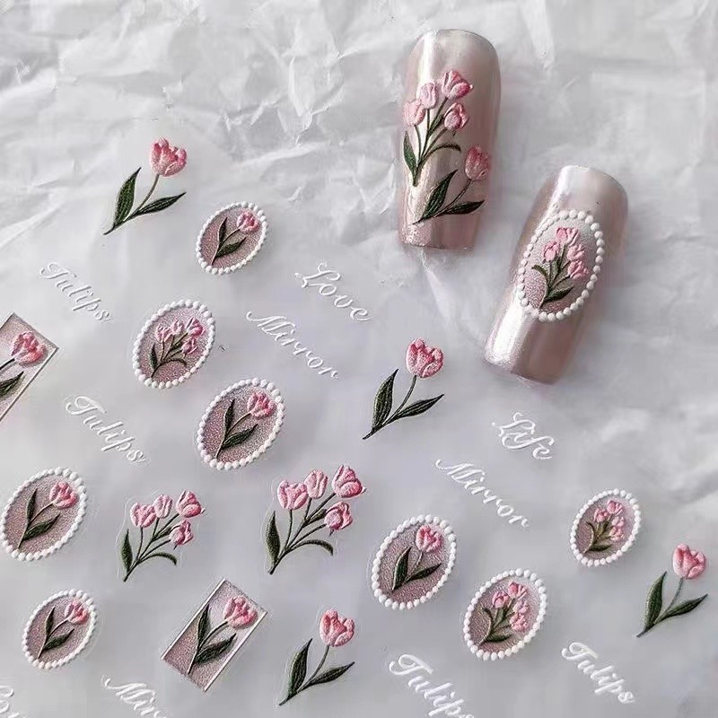 Viral 3D Relief Nail Stickers  - Nail Art Viral ulasan dan harga