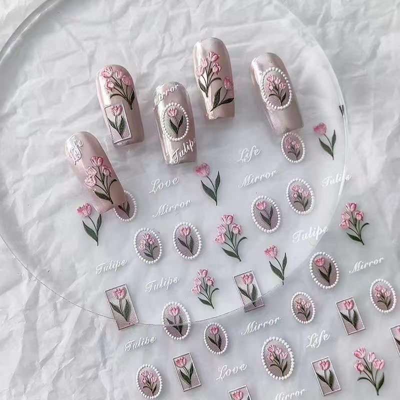 Viral 3D Relief Nail Stickers  - Nail Art Viral ulasan dan harga