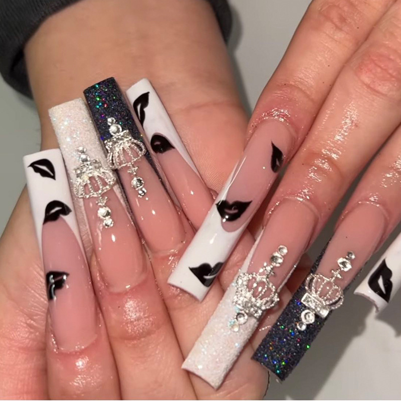 French Tip Press on Nails Long - Nail Art Aesthetic ulasan dan harga