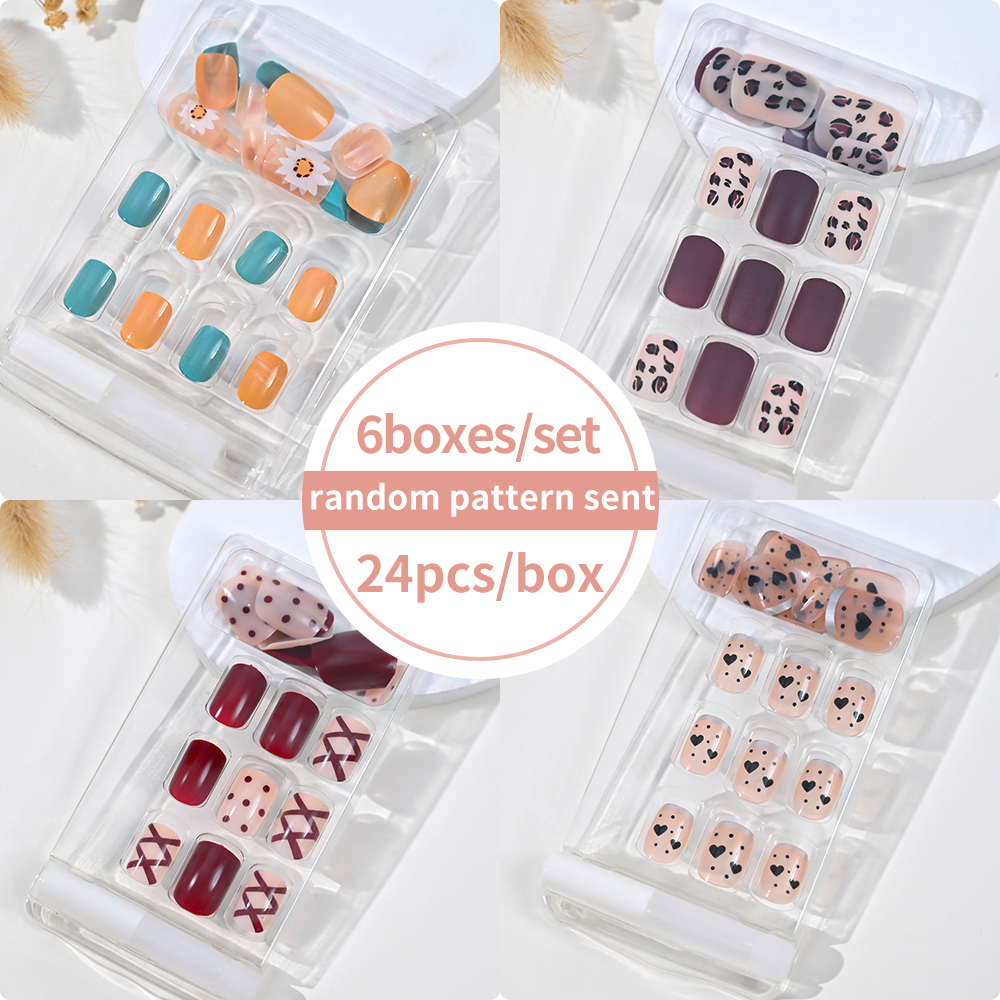 6Boxes/Set Short Square Fake N - Nail Art Aesthetic ulasan dan harga