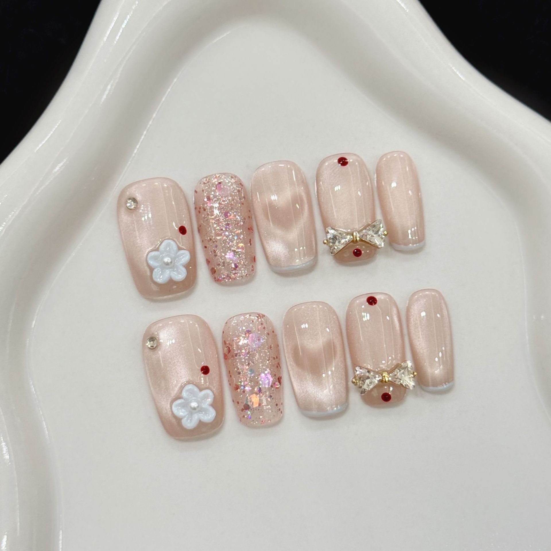10pcs Glitter Love Design Hand - Nail Art Love ulasan dan harga