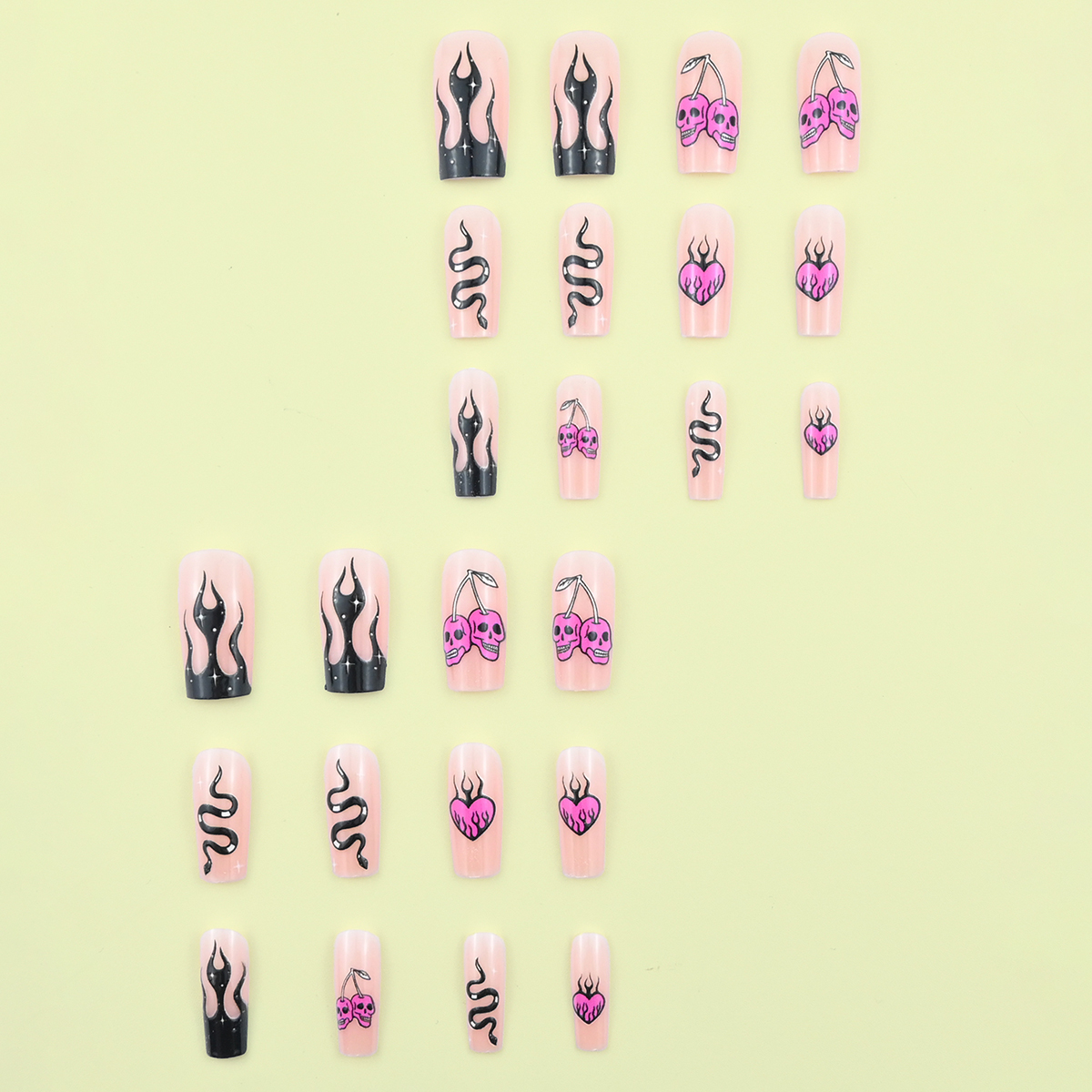 24pcs Medium length Square Nai - Nail Art Love ulasan dan harga