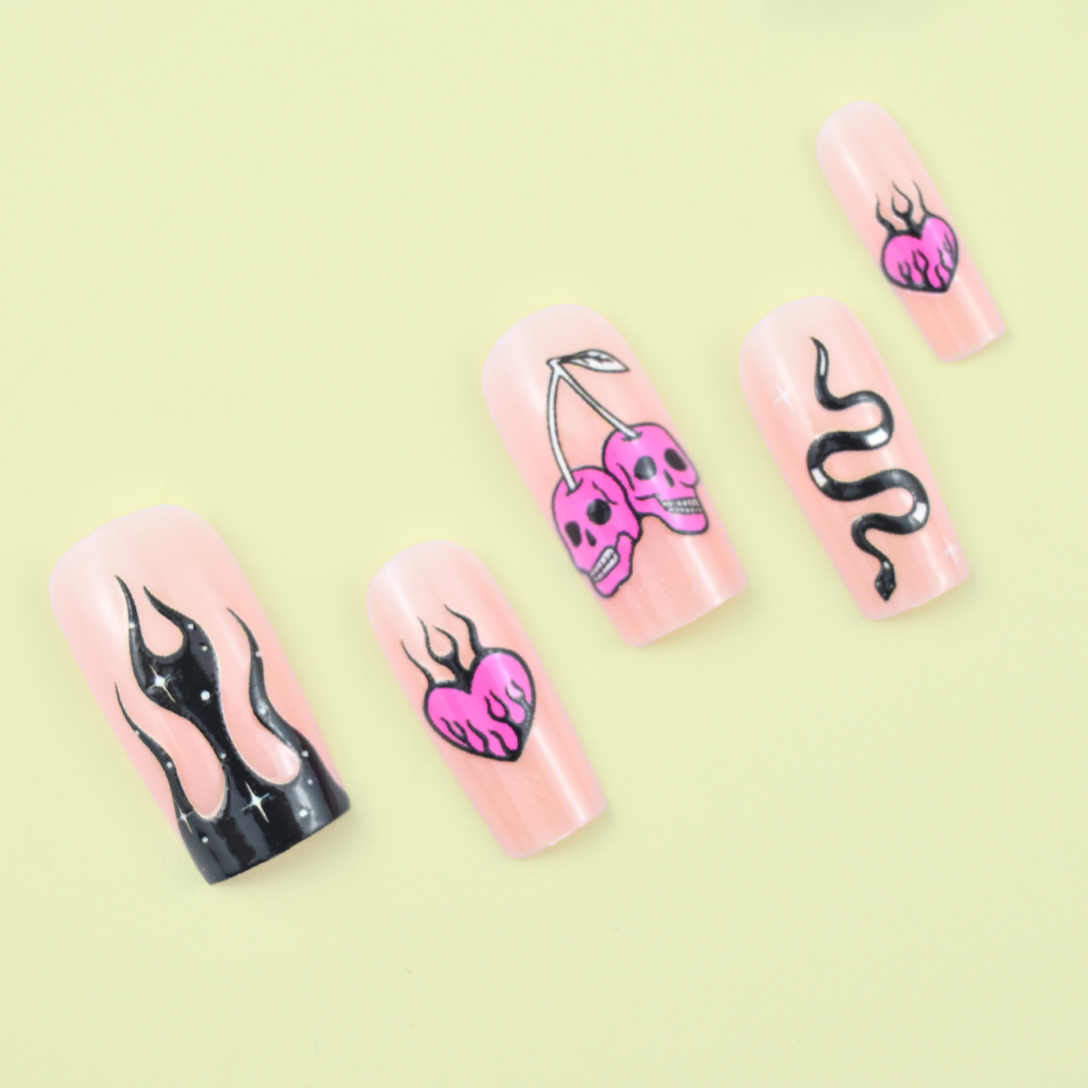 24pcs Medium length Square Nai - Nail Art Love ulasan dan harga