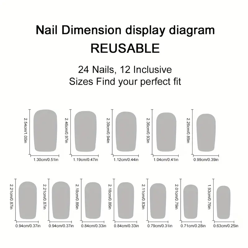 24pcs Medium length Square Nai - Nail Art Love ulasan dan harga