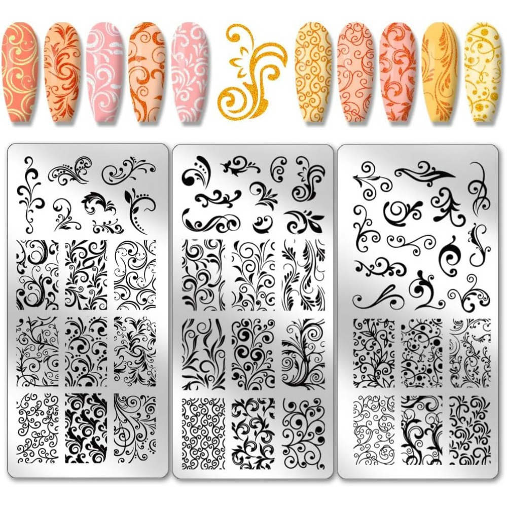 3pcs Swirl Pattern Nail Art Te - Nail Art Inspo ulasan dan harga