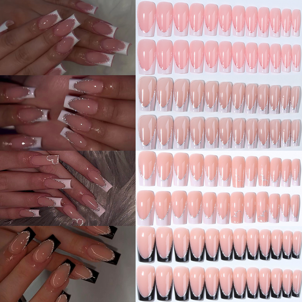 96Pcs(4Mixed) Long Coffin Hear - Nail Art Aesthetic ulasan dan harga