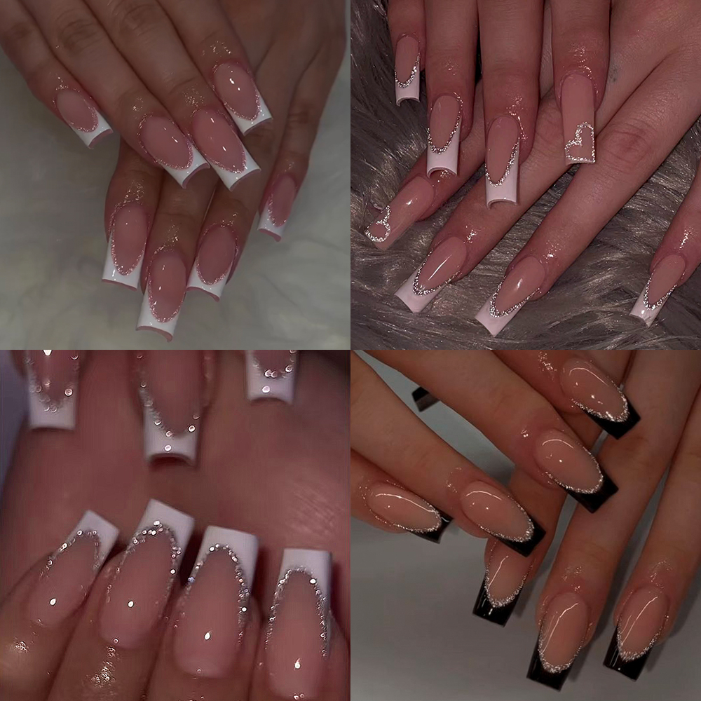 96Pcs(4Mixed) Long Coffin Hear - Nail Art Aesthetic ulasan dan harga