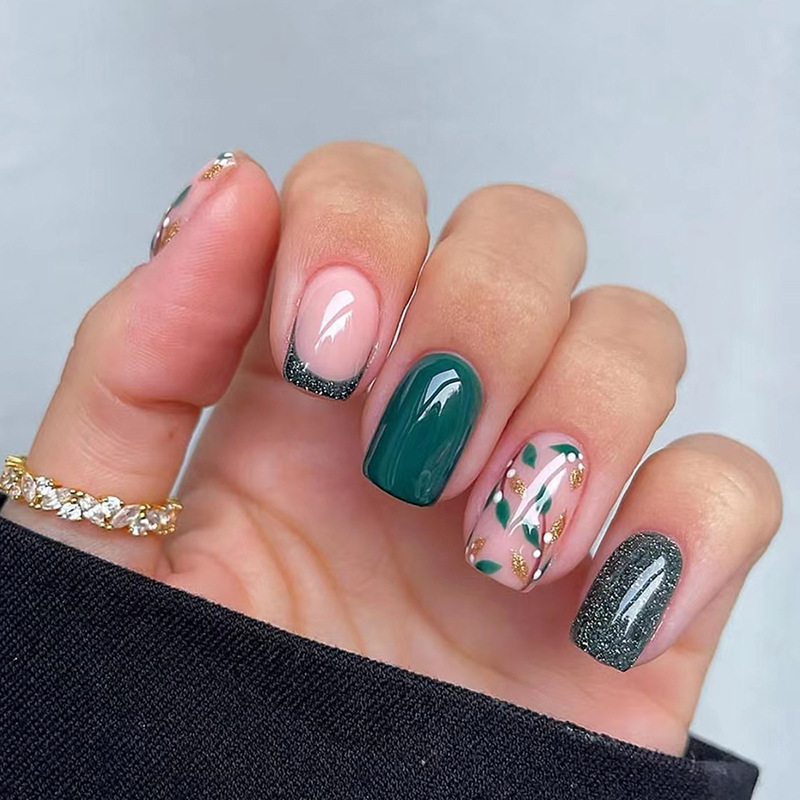 24Pcs Reusable Fake Nails Shor - Nail Art Aesthetic ulasan dan harga
