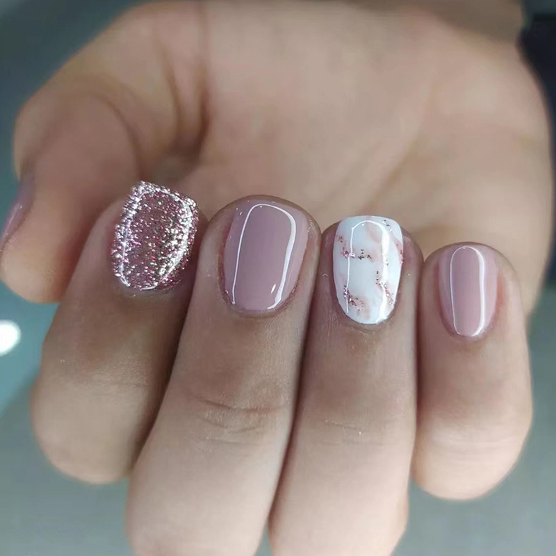 24Pcs Reusable Fake Nails Shor - Nail Art Aesthetic ulasan dan harga