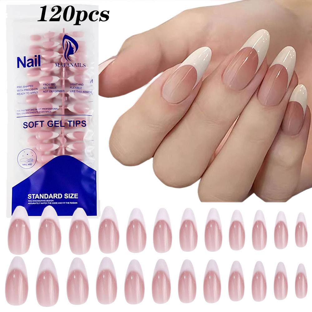 120pcs Pink Medium Almond Fren - Nail Art Aesthetic ulasan dan harga