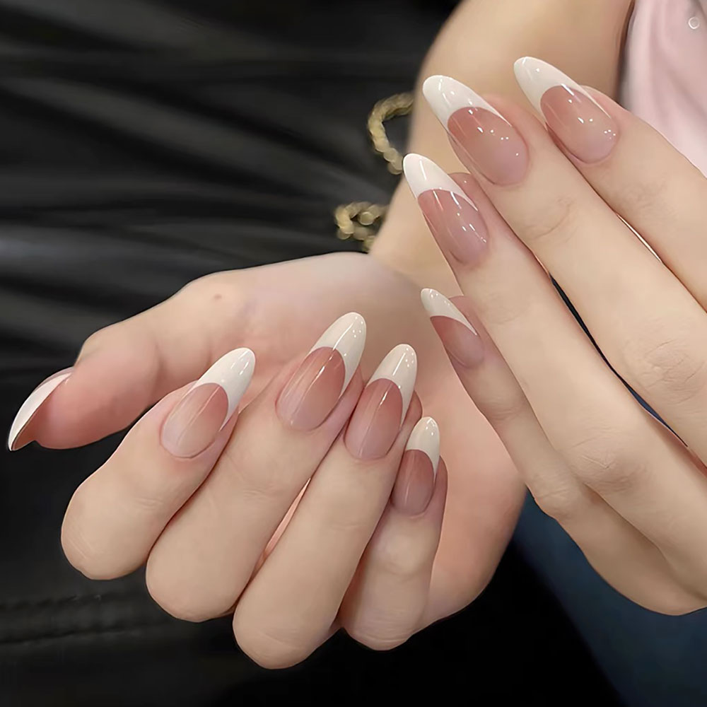 120pcs Pink Medium Almond Fren - Nail Art Aesthetic ulasan dan harga