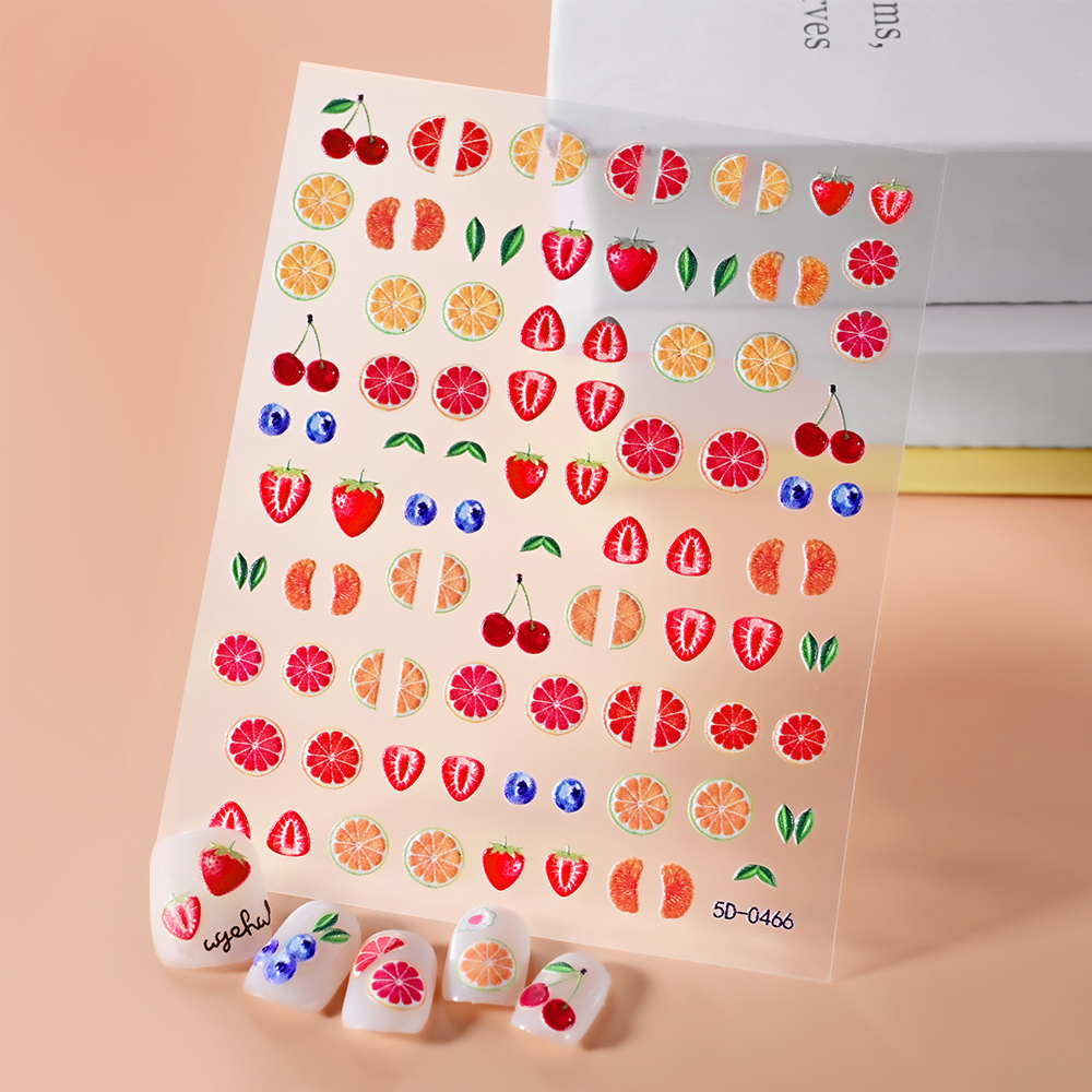 1Pcs 5D Summer Fruit Nail Art  - Nail Art Orange ulasan dan harga