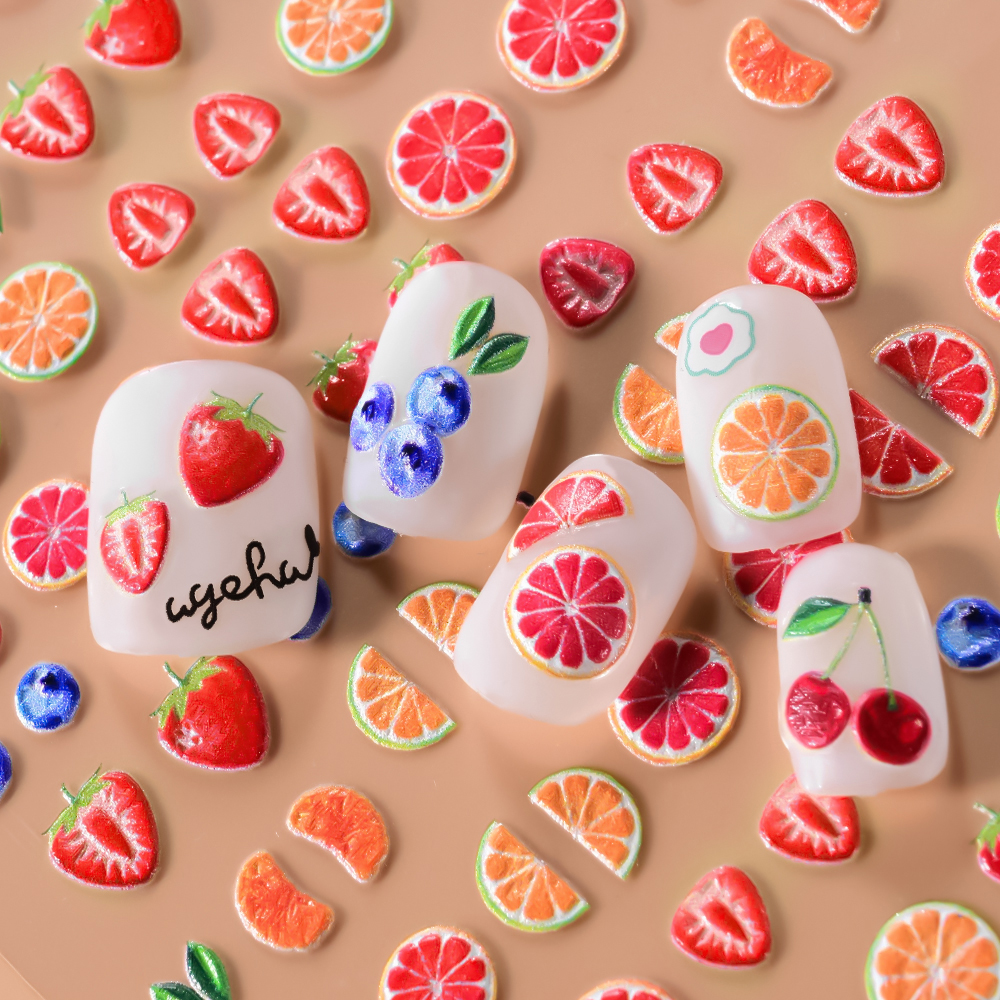 1Pcs 5D Summer Fruit Nail Art  - Nail Art Orange ulasan dan harga