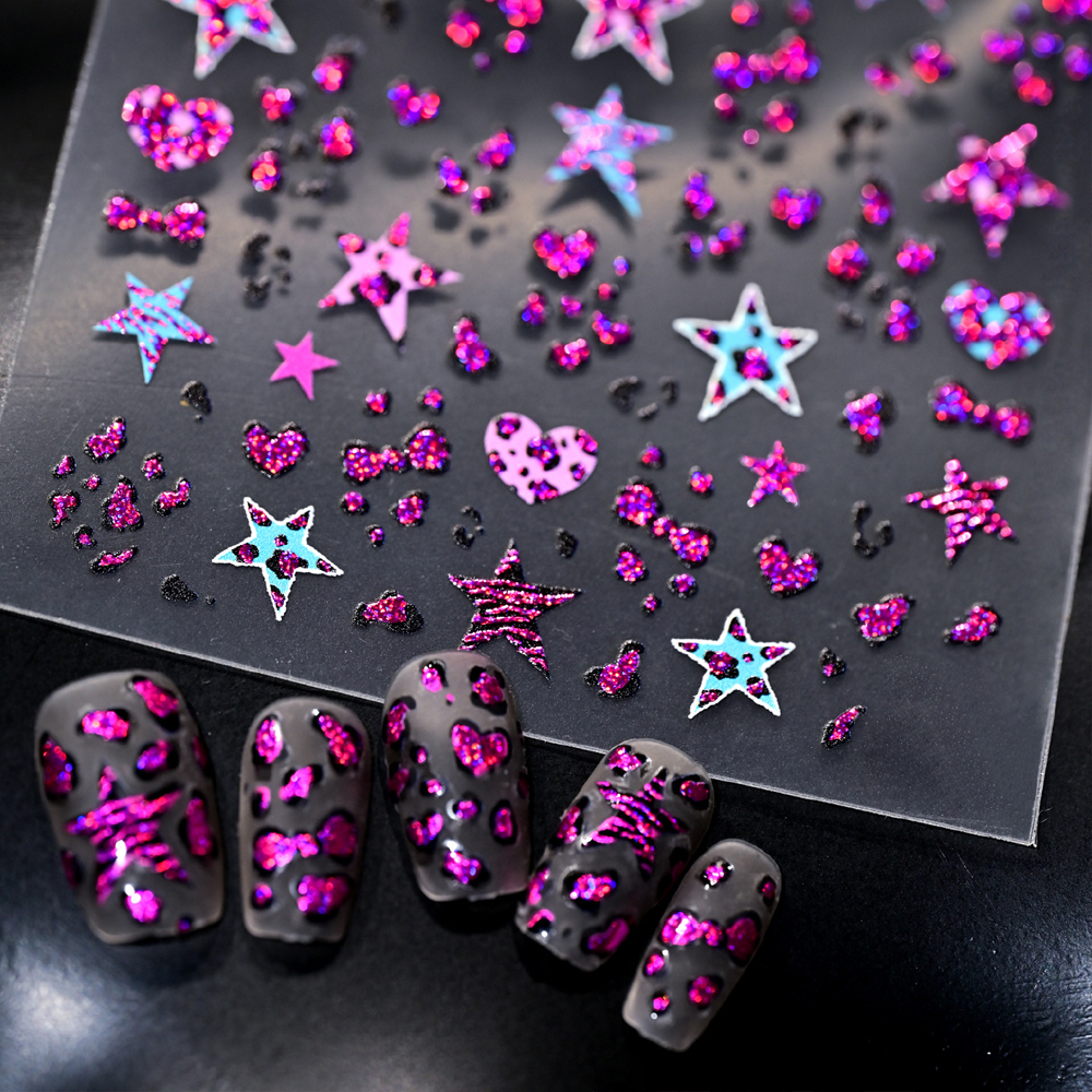 5D Leopard Print Bowknot Star  - Nail Art Zebra Design ulasan dan harga