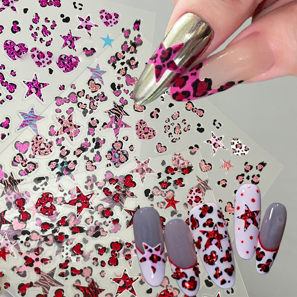 5D Leopard Print Bowknot Star  - Nail Art Zebra Design ulasan dan harga