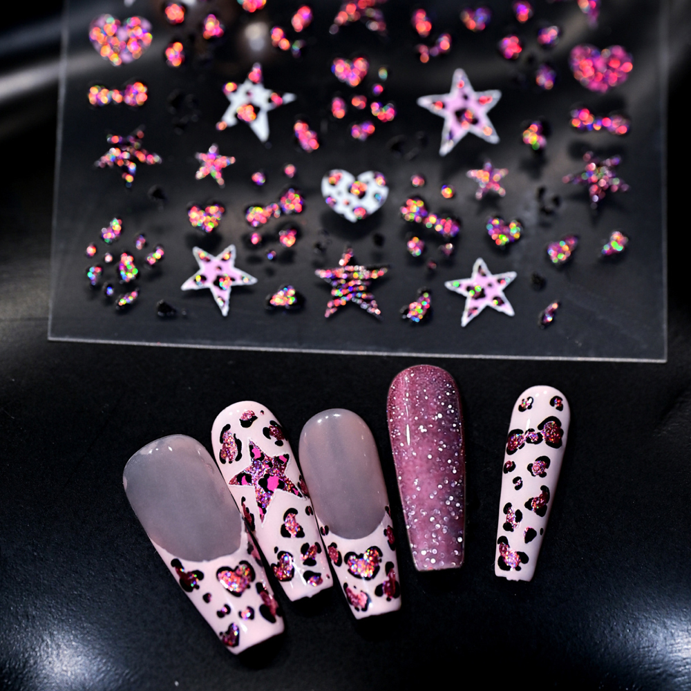 5D Leopard Print Bowknot Star  - Nail Art Zebra Design ulasan dan harga