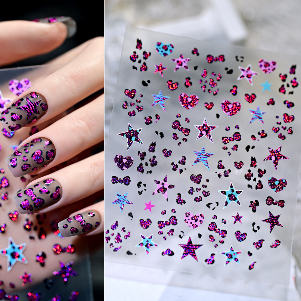 5D Leopard Print Bowknot Star  - Nail Art Zebra Design ulasan dan harga