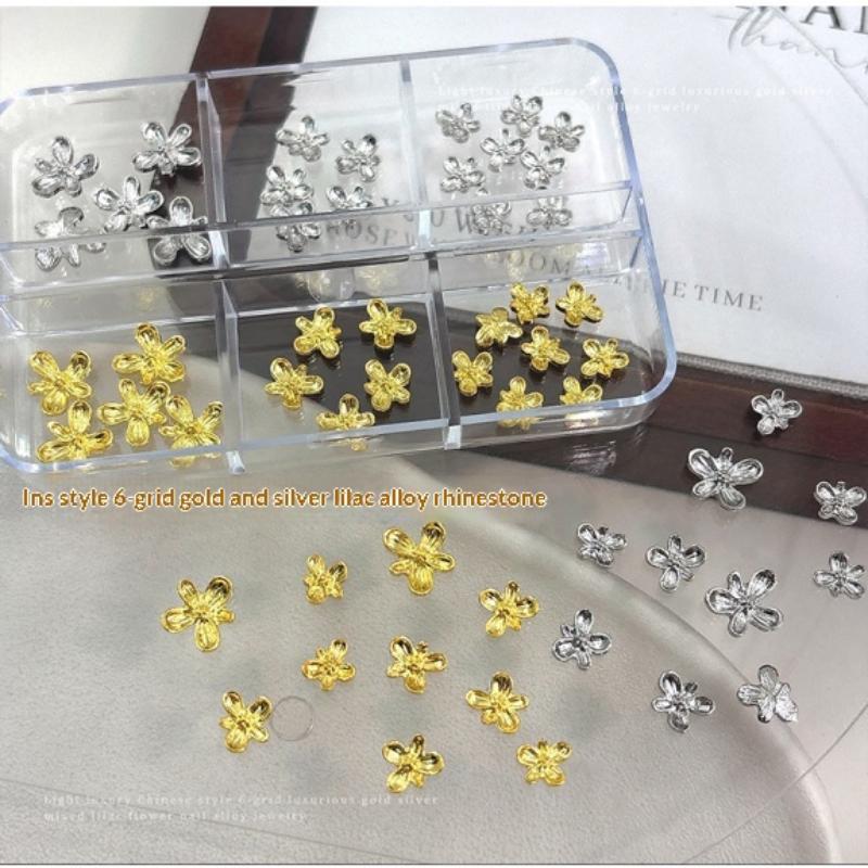 20/30pcs 3D Alloy Flower Nail  - Nail Art Lilac ulasan dan harga
