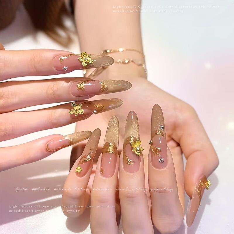 20/30pcs 3D Alloy Flower Nail  - Nail Art Lilac ulasan dan harga