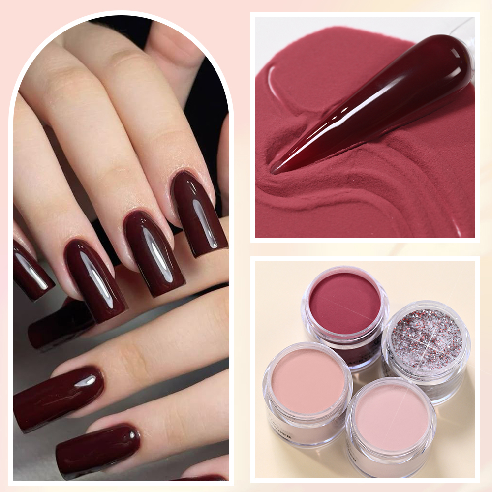 4Colors/Set Burgundy Nude Acry - Nail Art Burgundy ulasan dan harga