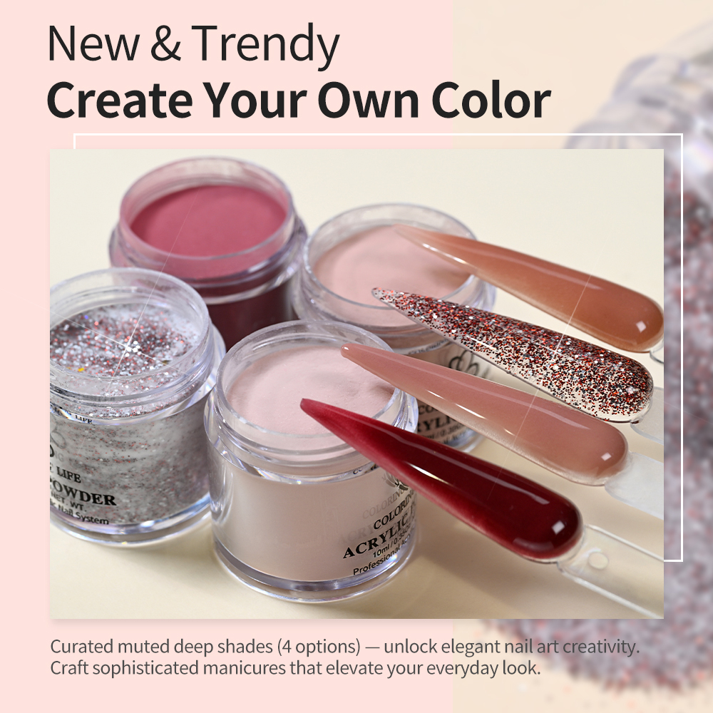4Colors/Set Burgundy Nude Acry - Nail Art Burgundy ulasan dan harga