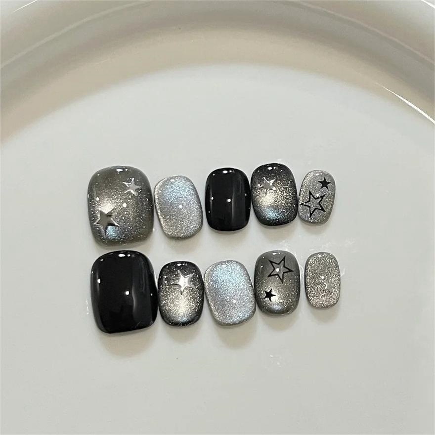 10pcs Black Cute Cat Handmade  - Nail Art Inspo ulasan dan harga