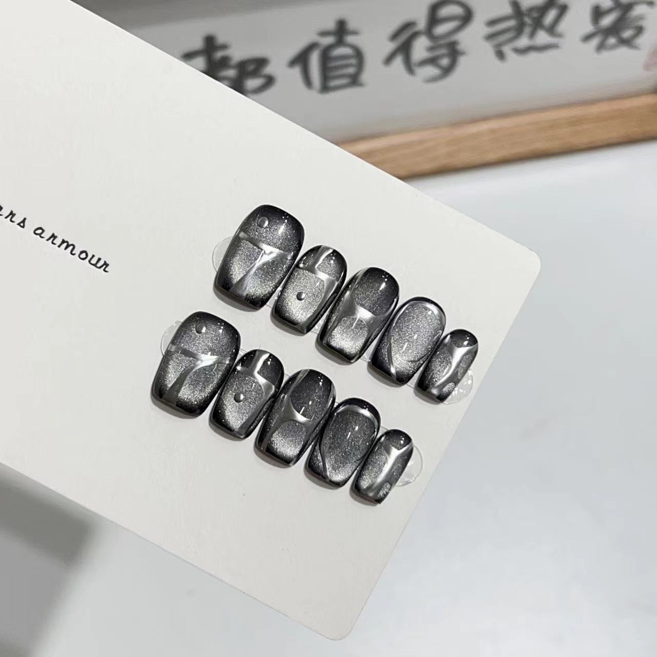 10pcs Black Cute Cat Handmade  - Nail Art Inspo ulasan dan harga