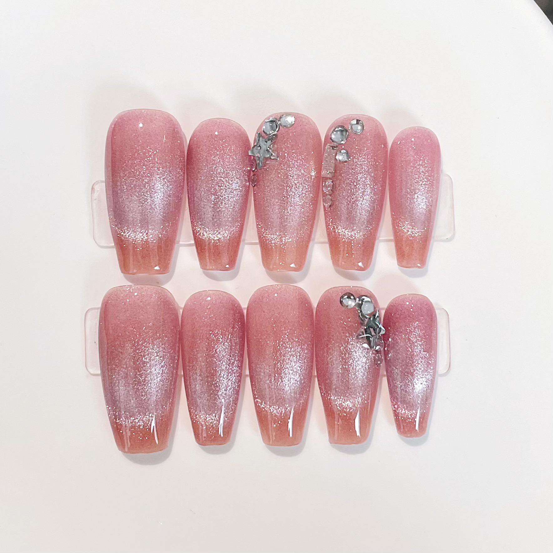 10Pcs Pink Handmade Press On N - Nail Art Aesthetic ulasan dan harga