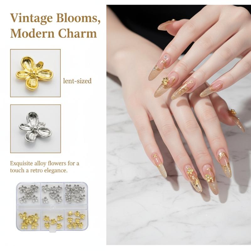 20/30pcs 3D Alloy Flower Nail  - Nail Art Lilac ulasan dan harga