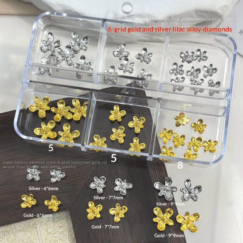 20/30pcs 3D Alloy Flower Nail  - Nail Art Lilac ulasan dan harga