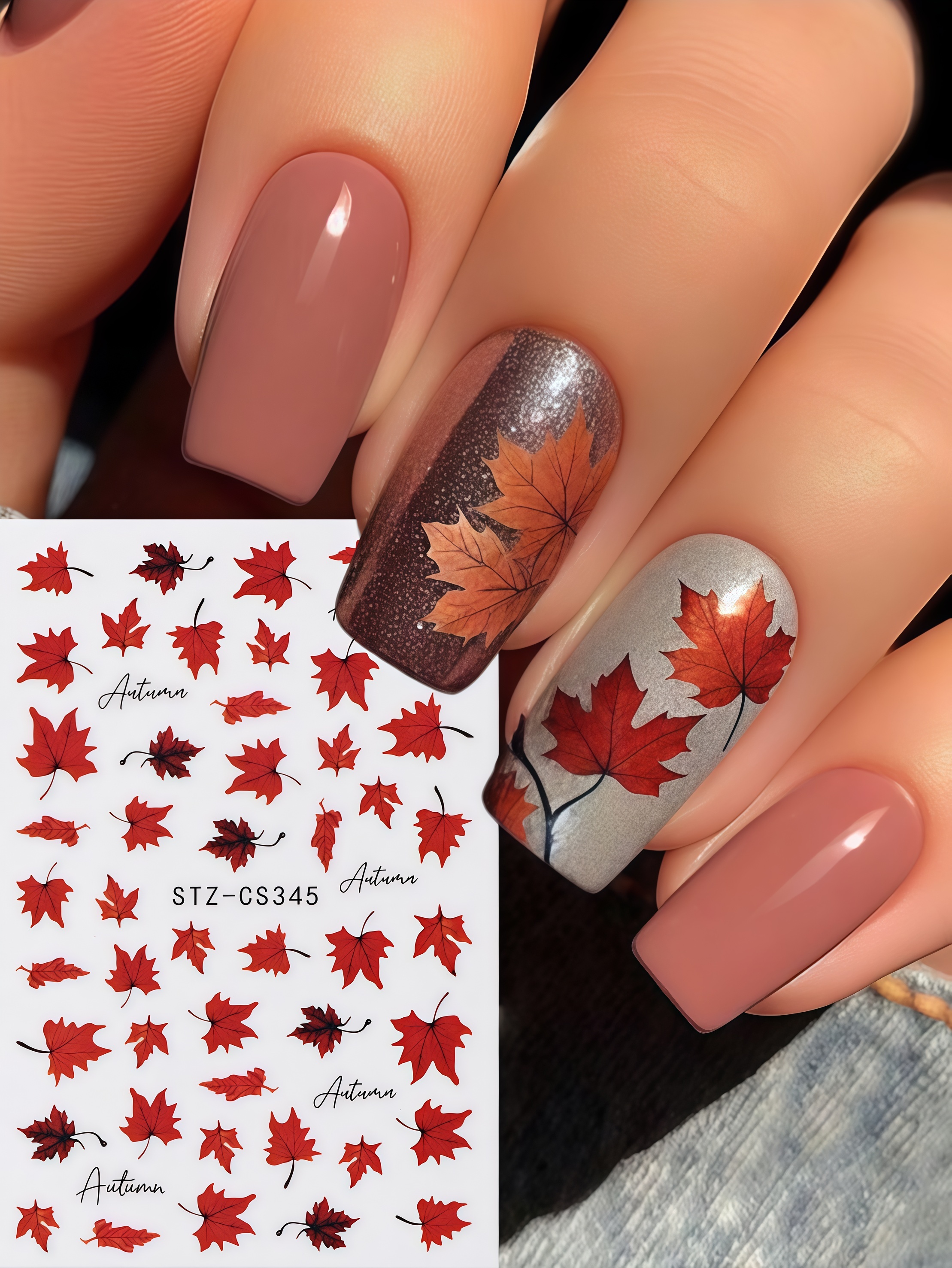 1pcs autumn maple leaf nail ar - Nail Art Orange ulasan dan harga