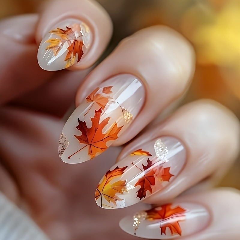 1pcs autumn maple leaf nail ar - Nail Art Orange ulasan dan harga