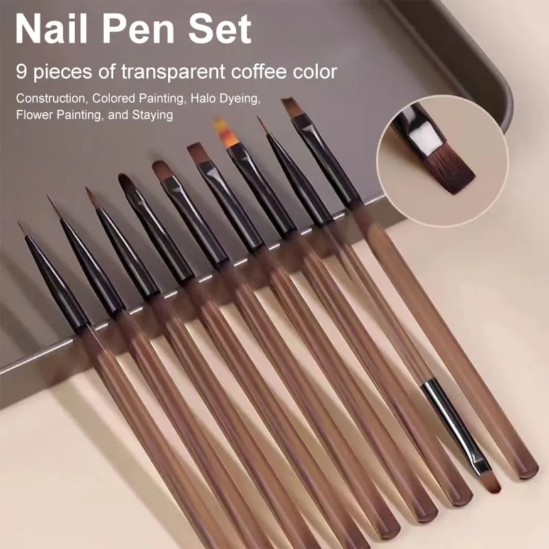 9PCS UV Gel Nail Brush Liner D - Nail Art Vector ulasan dan harga
