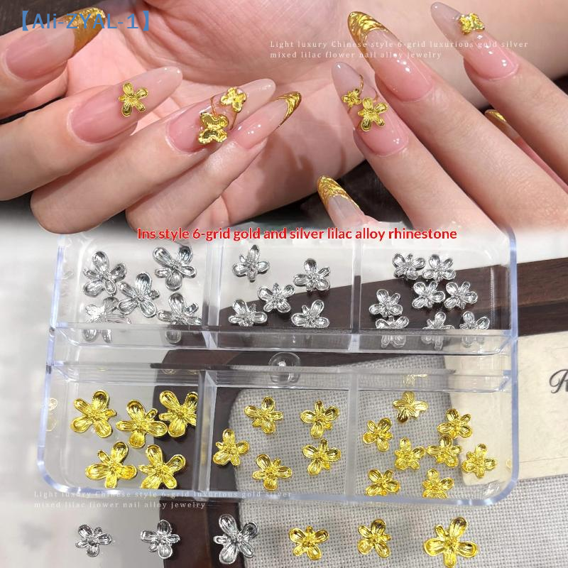 20/30pcs 3D Alloy Flower Nail  - Nail Art Lilac ulasan dan harga