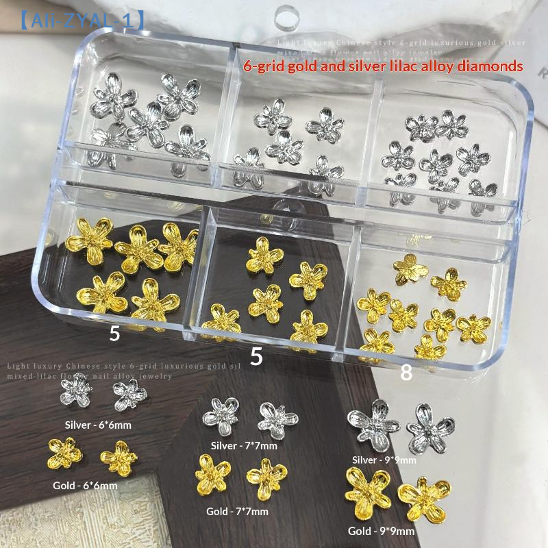 20/30pcs 3D Alloy Flower Nail  - Nail Art Lilac ulasan dan harga