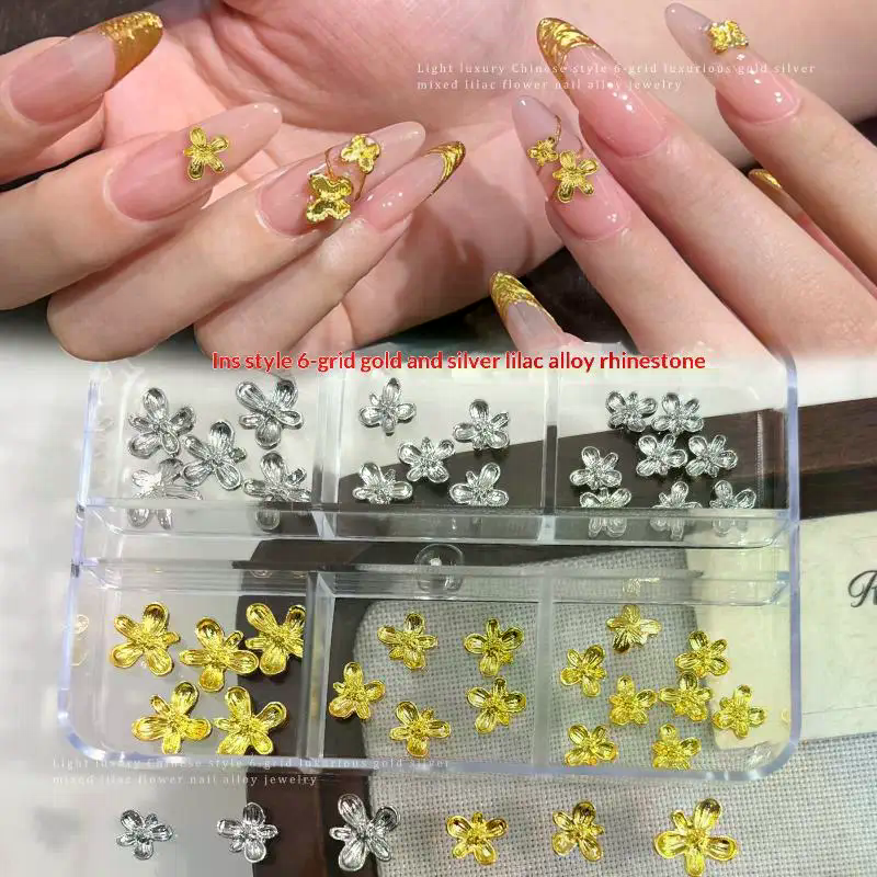 20/30pcs 3D Alloy Flower Nail  - Nail Art Lilac ulasan dan harga