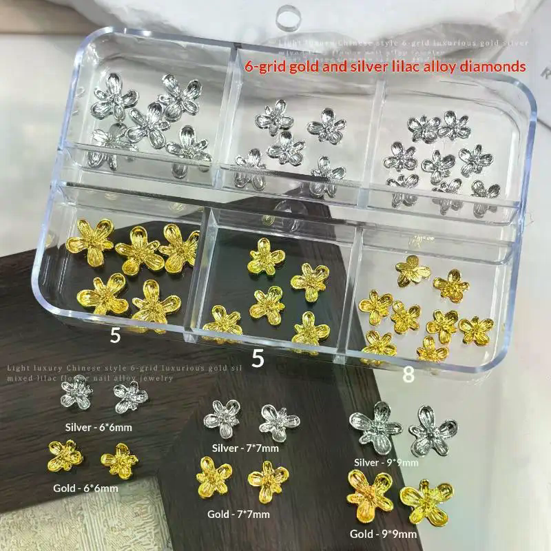 20/30pcs 3D Alloy Flower Nail  - Nail Art Lilac ulasan dan harga