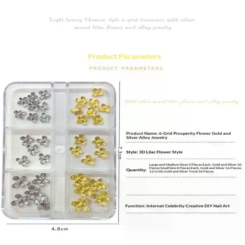 20/30pcs 3D Alloy Flower Nail  - Nail Art Lilac ulasan dan harga