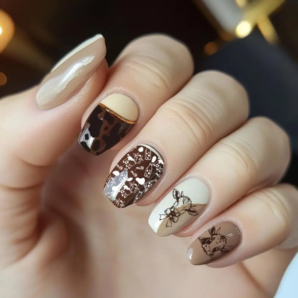 3pcs Cow-Theme Nail Stamping P - Nail Art Inspo ulasan dan harga