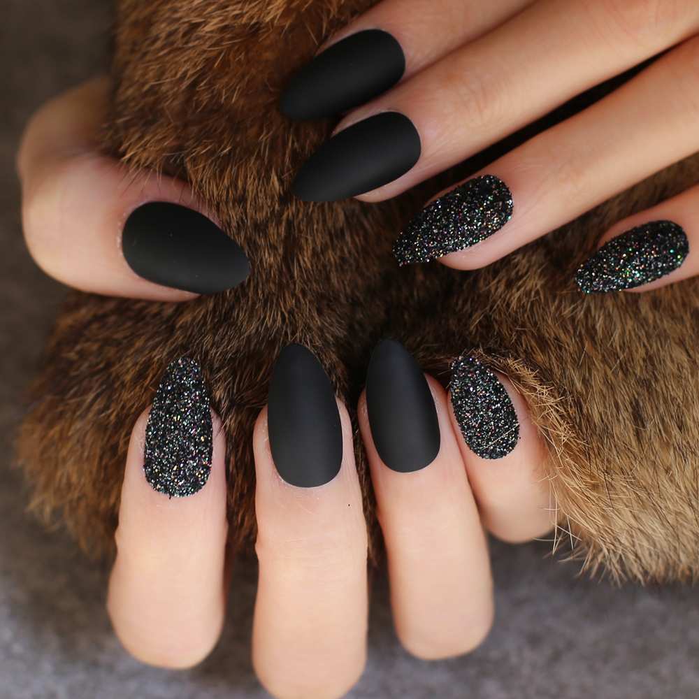 Almond matte with Glitter MIX  - Nail Art Burgundy ulasan dan harga